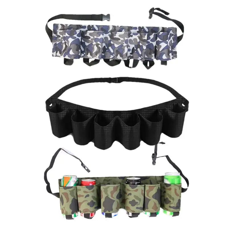 Beer Holster Belt Portable Soda Bottle Beer Holder Drink Can Holder Holds 6 Cans Adjustable Beer Waist Holder For Camping