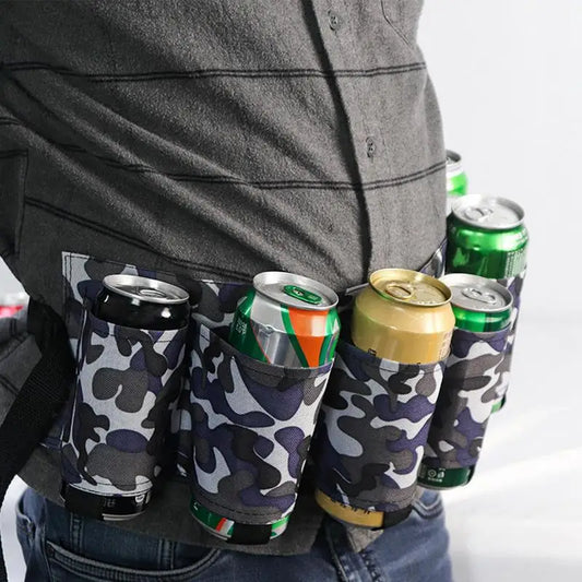 Beer Holster Belt Portable Soda Bottle Beer Holder Drink Can Holder Holds 6 Cans Adjustable Beer Waist Holder For Camping